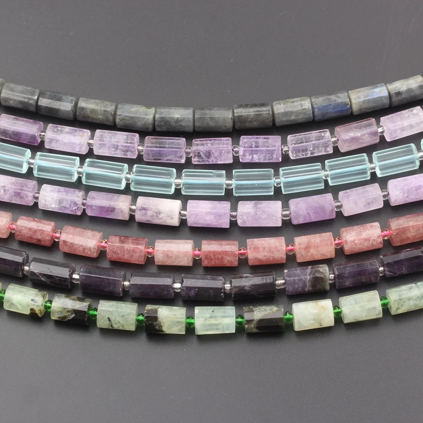 

Natural Flash Labradorite Stone Nugget Spacer Beads Craft Bracelet,Cut Column Amethysts Quartz Loose Beads DIY Jewelry Findings