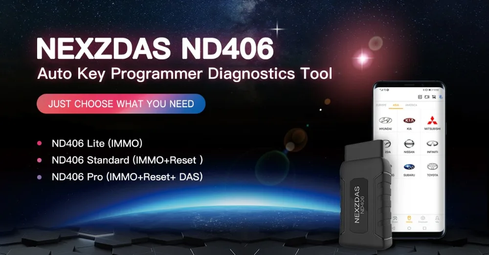 HUMZOR NEXZDAS ND406 OBD Авто ключ программист иммобилайзер универсальный автомобильный диагностический инструмент OBD2 автомобильный код считыватель сканер