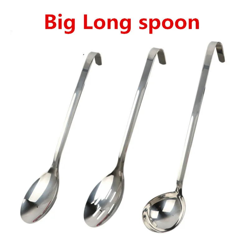 

Big Long Handle Ladle Serving Stainless Steel Spoon with hook Big soup Scoop Buffet Creative Kitchen Cooking Utensils Tableware