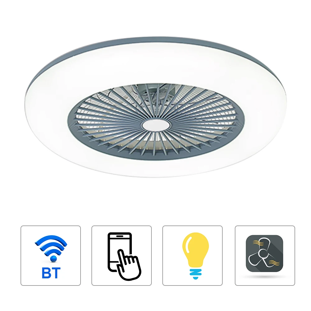 Kaufen Decke Fan Mit Beleuchtung 180V-265V LED Licht Mit APP Handy Steuerung Unterstützung Bluetooth Verbindung Für Schlafzimmer Wohnzimmer