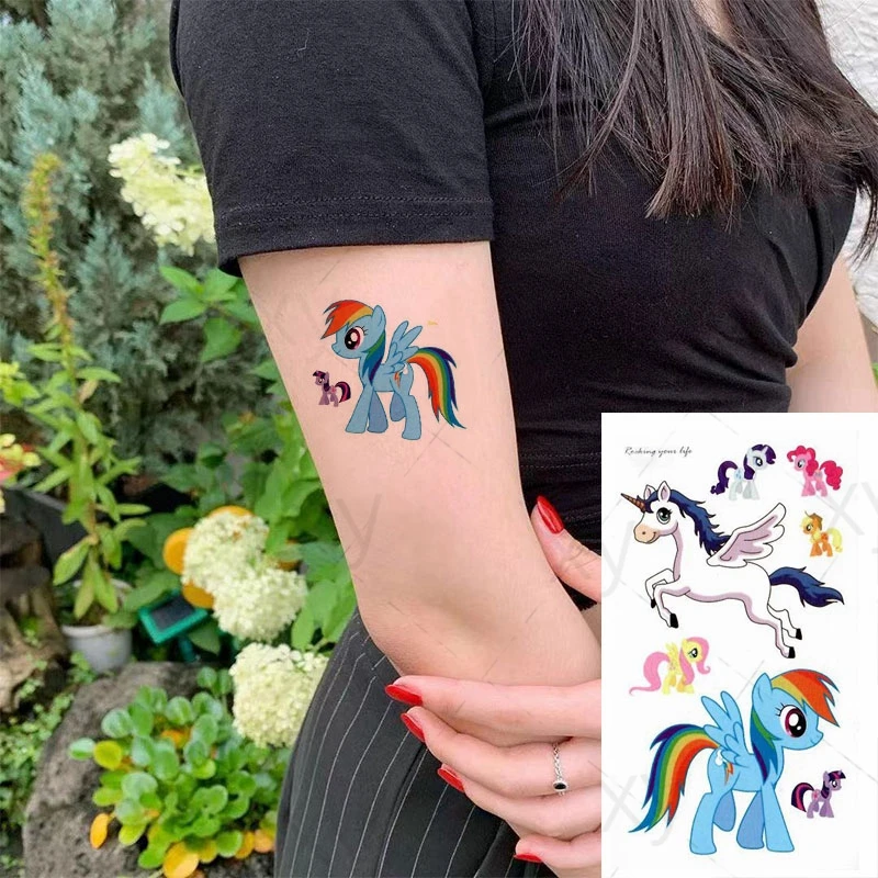 Водостойкие временные тату-наклейки лошадь Пегас животные крыло птица белка