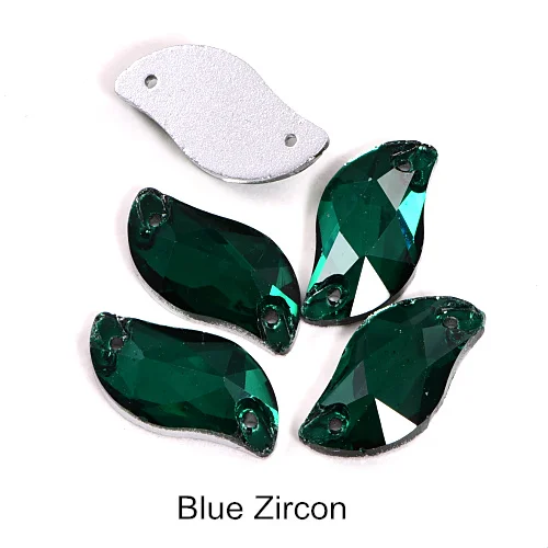 Blue Zircon Горячее предложение! Распродажа! 3 размера красный S лист формы пришить стразы с отверстиями Flatback Стеклянные стразы шьют-на Стразы для шитья одежды B0176 - Цвет: Blue Zircon
