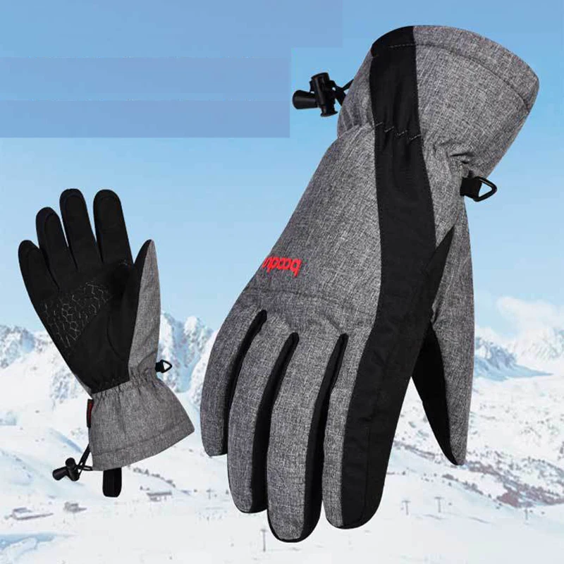 Мужские и женские лыжные перчатки непромокаемые теплые флисовые для катания на