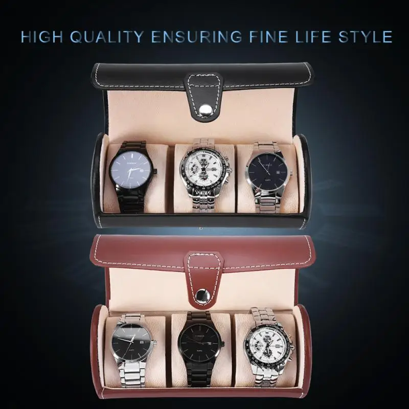 2 цвета 3 сетки цилиндр часы рулон держатель наручные дисплей случае ювелирных