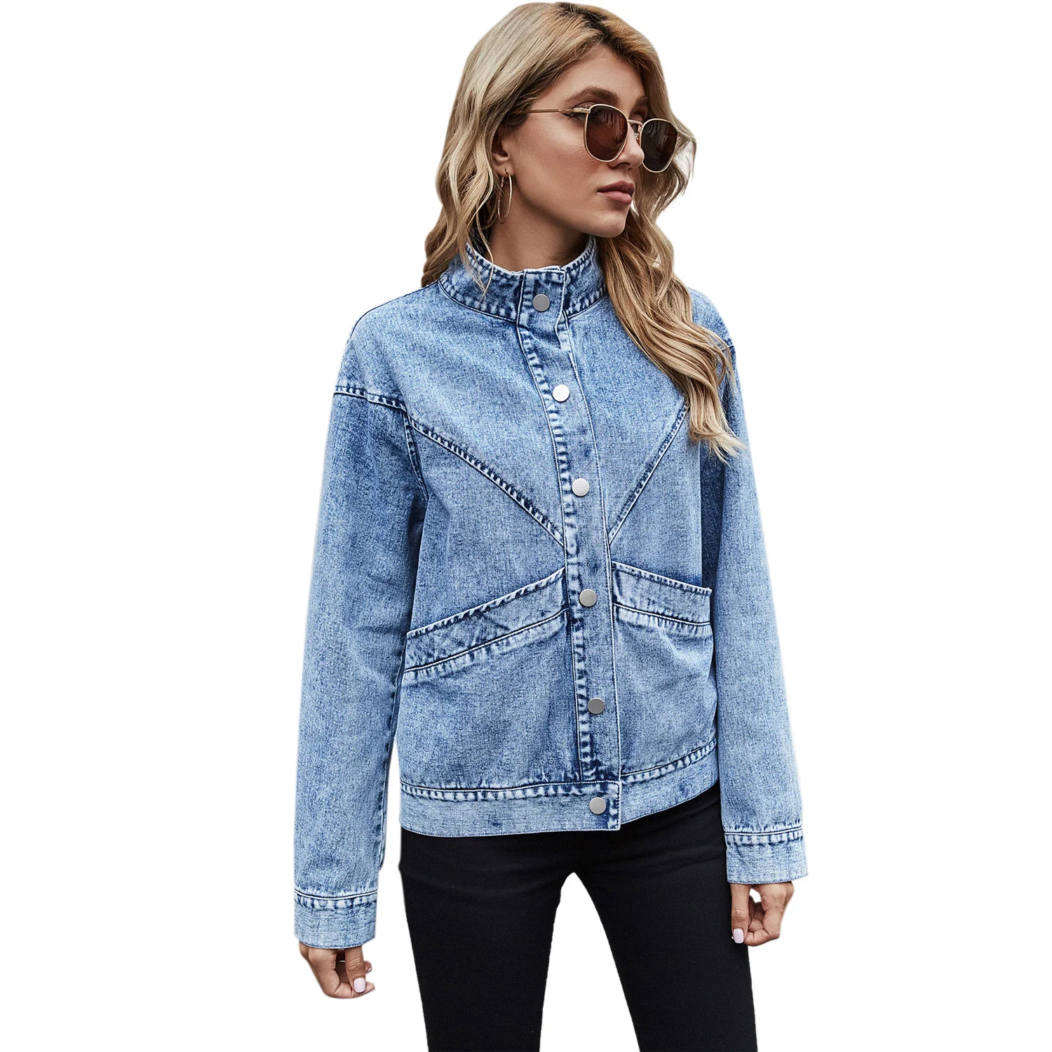 

New Autumn Winter Lapel Denim Jacket Vintage Stylish Pockets Women's Denim Jacket jacket High Street Style Girl Leisure Tops