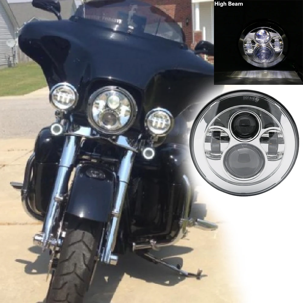 Светодиодные фары 1 шт. 7 дюймовые круглые мотоциклетные для мотоцикла Touring Electra