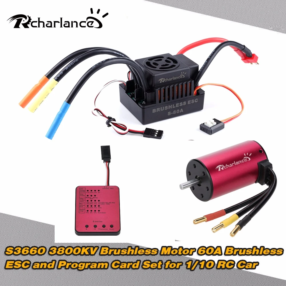 S3660 3800 Kv датчик 80a Esc метла и программа карточная игра 1/10 Rc грузовик моторизованный