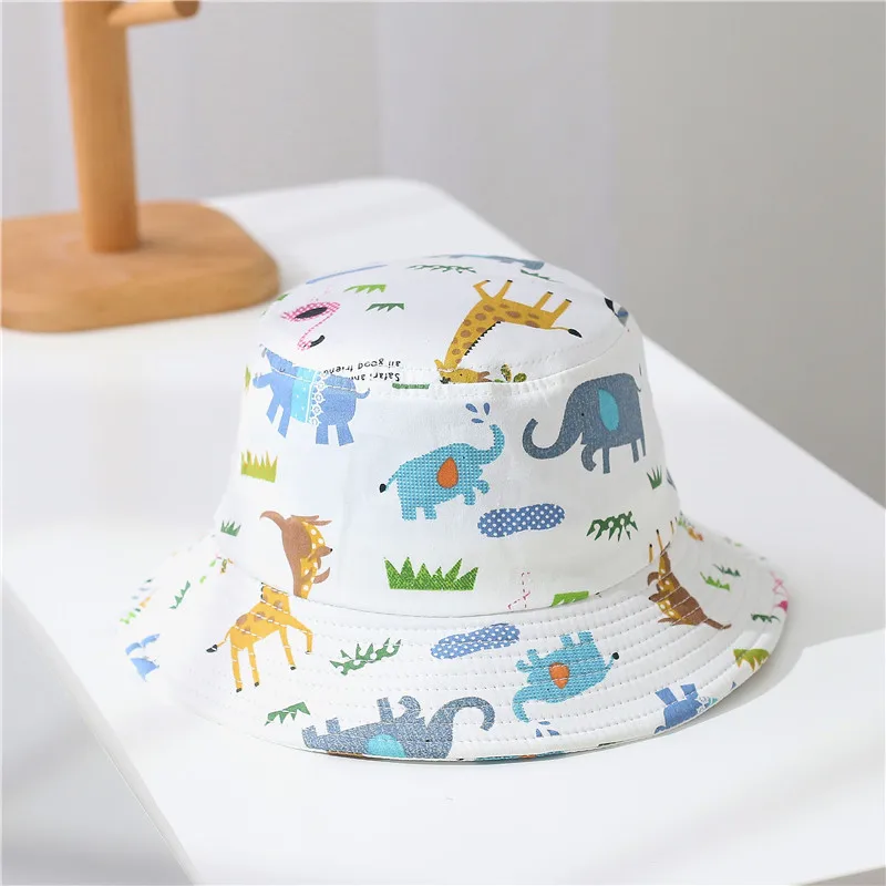 

2021 New Arrival Children Hat Lovely Cartoon Dinosaur Kids Girl Boy Bucket Hat Summer Beach Sunhat for Toddler Baby Bonnet