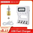 Умное зарядное устройство PALO, 4 слота, ЖК-дисплей, быстрая зарядка для аккумуляторов AAA AA 1,2 в AAA AA Ni-MH NI-CD, с автомобильным зарядным устройством