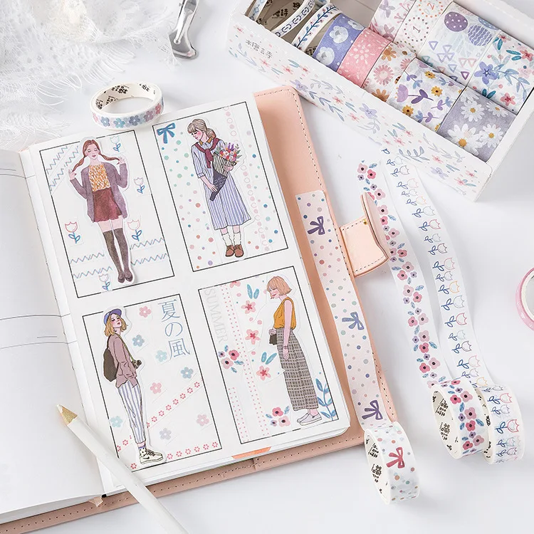 Магазин AngelHere набор декоративного скотча Васи 20 рулонов цветов Круглый