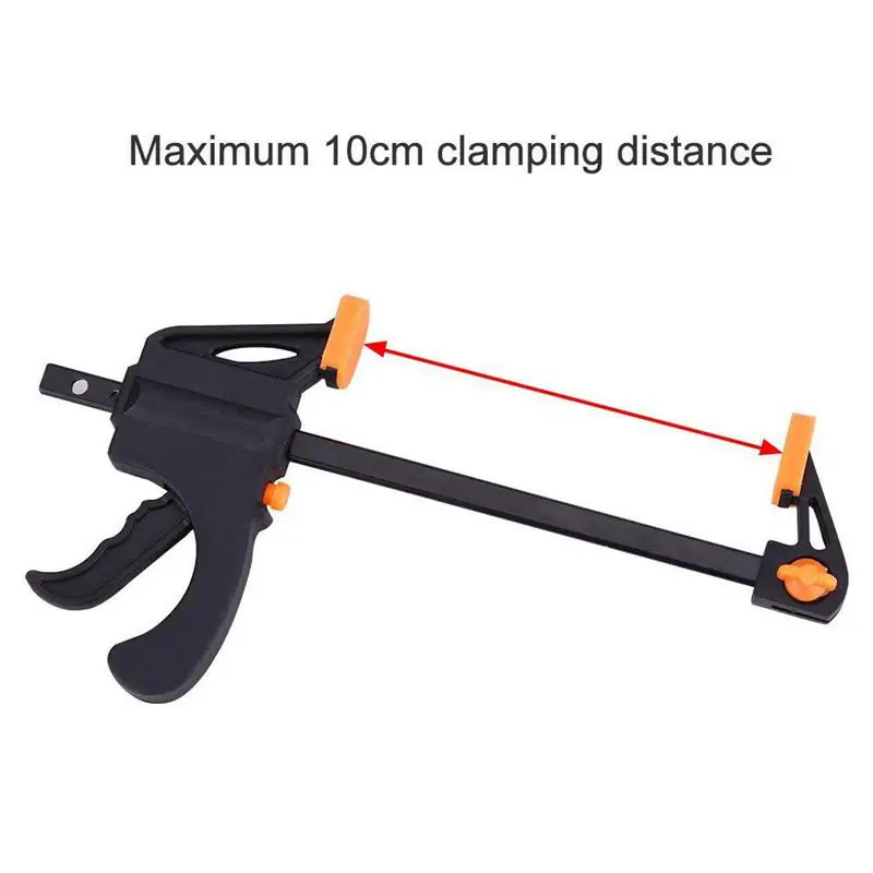 Plastic F Clamps Set 4-Piece 100mm 4 inch Bar Clip Grip Quick Ratchet Release Woodworking DIY Hand Tool Kit | Инструменты