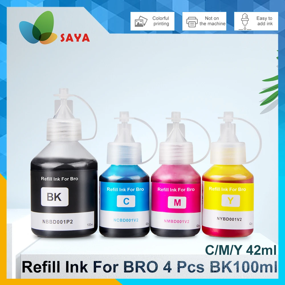 

SAYA Specialized Refill Ink Kit 4 Colors Compatible For Brother Inkjet Printer DCP-T300 DCP T300 500W 700W MFC-T800W MFC T800W