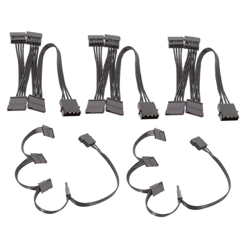 

5Pcs 4Pin Female IDE Molex 1 to 5 SATA Splitter Adapter Converter Power Supply Cable Cord for Hard Drive 18AWG Black