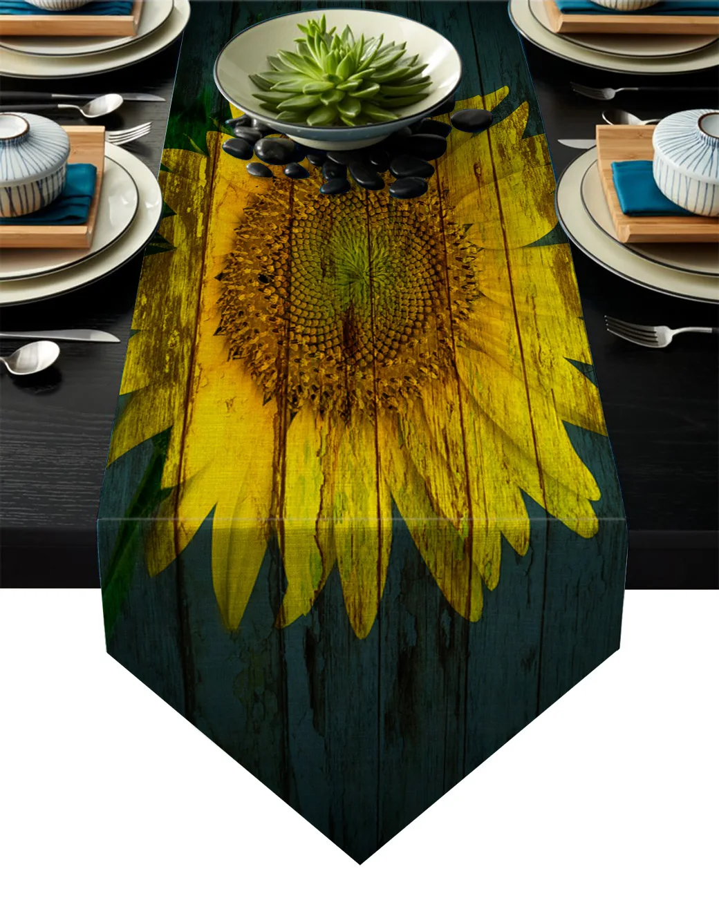 Современная настольная дорожка винтажная деревянная доска с принтом подсолнуха