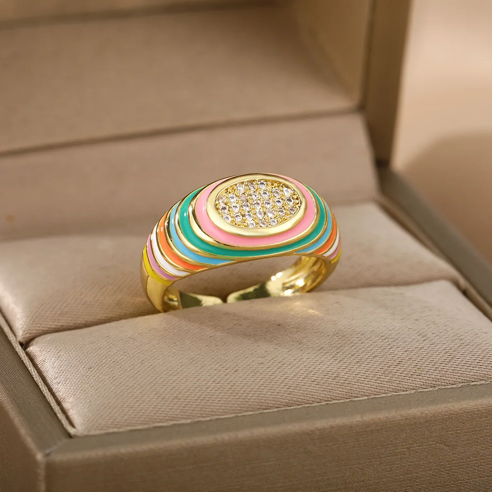 Милые обручальные кольца с радугой капающим маслом для женщин винтажное