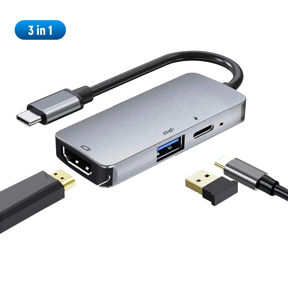 8 в 1 Алюминий сплав USB-C концентратор к HDMI-Совместимость + PD кабель для зарядки RJ45