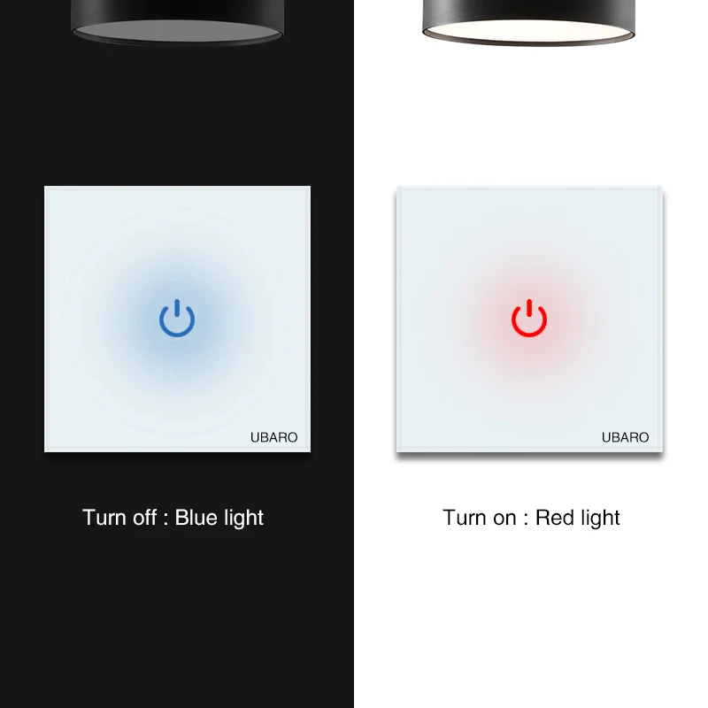 UBARO ЕС закаленное стекло панель настенный светильник сенсорный выключатель
