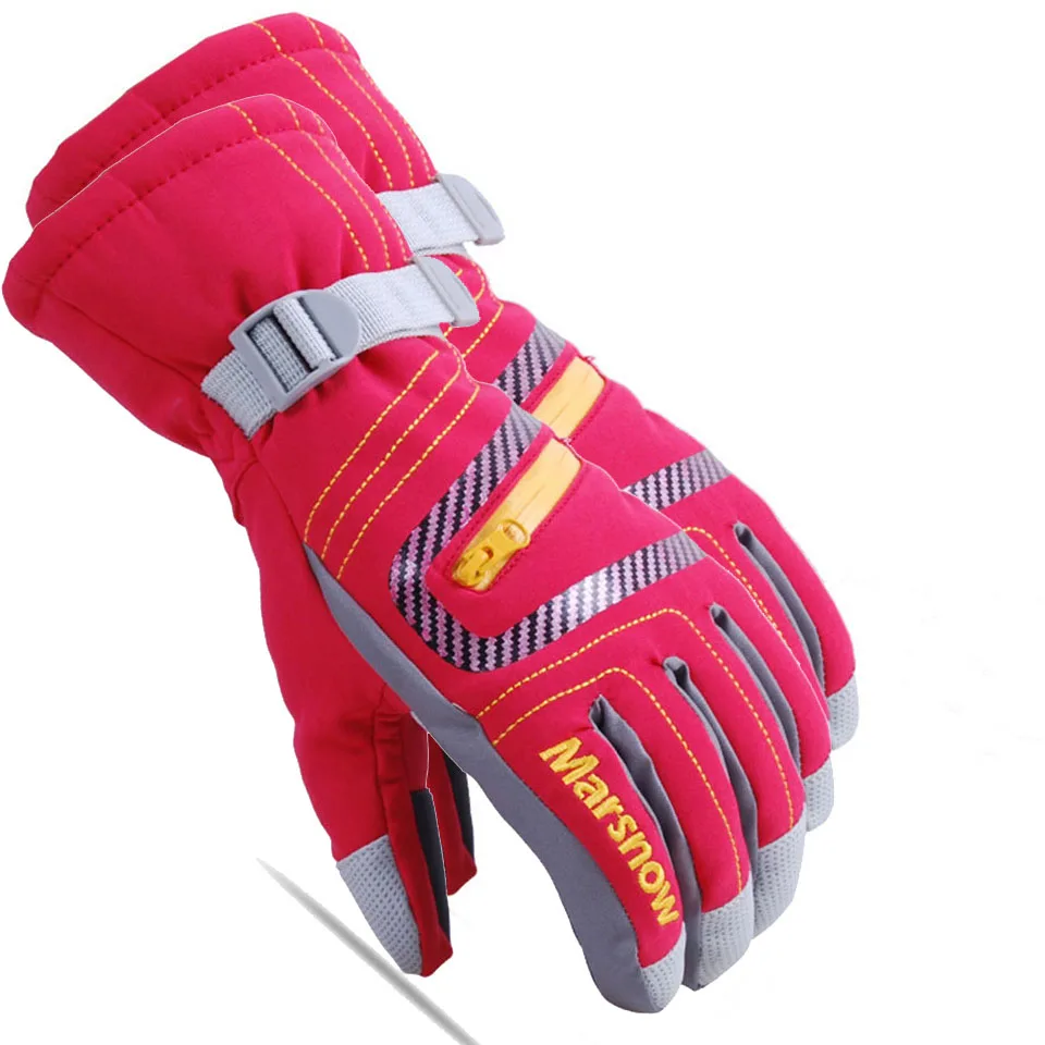 Red Windproof Waterproof Ski Gloves Warm Snowboard Gloves Non-slip Motorcycle Riding Winter Gloves Unisex Snow Gloves for Men Women - Цвет: Red