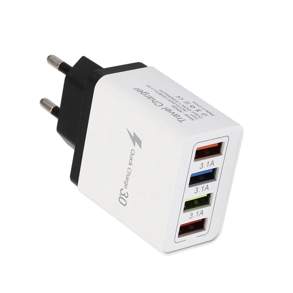Универсальное зарядное устройство для быстрой зарядки с 4 портами QC 3,0 USB концентратор адаптер питания вилка для мобильных телефонов