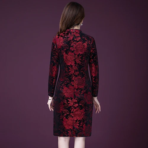 2021 Autumn New Chinese Wind Big Code Xxxxl Middle Aged Old Mothers Cheongsam Wearing Wedding Banquet Temperament Female Dresses | Женская