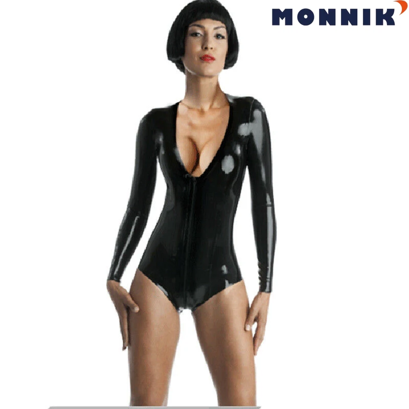 MONNIK латексный сексуальный костюм кошки женский V образный вырез открытый бюст