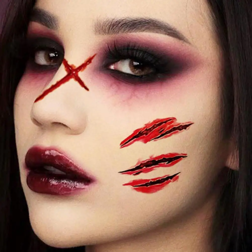 

10 шт./компл. ПВХ наклейка для татуировок привлекательный Хэллоуин ужас травма крови Шрам визуальный эффект «сделай сам» искусственная тату...