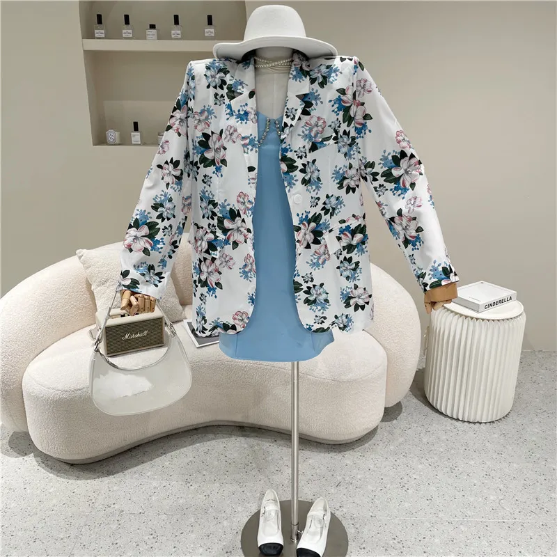 

Women's clothing Spring Summer 2021 Fashion New Temperament Floral thin suit coat Design sense Retro casual suit