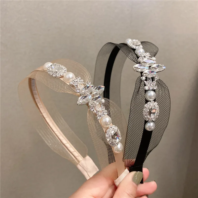 

Lace Flower Rhinestone Hairbands For Women Wedding Hair Accessories Fancy Headband for Girls Headbands Head Wrap