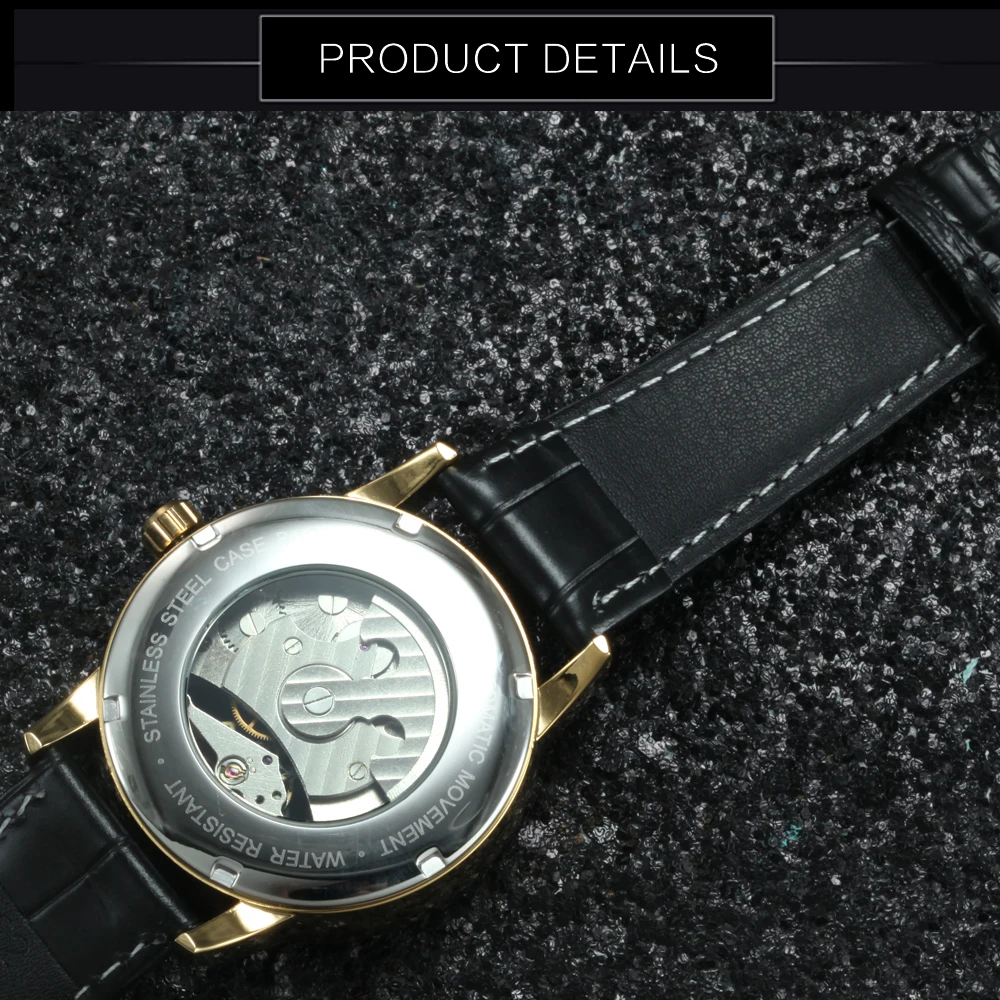 FORSINING Роскошные автоматические механические часы для мужчин Скелетон фаза Луны