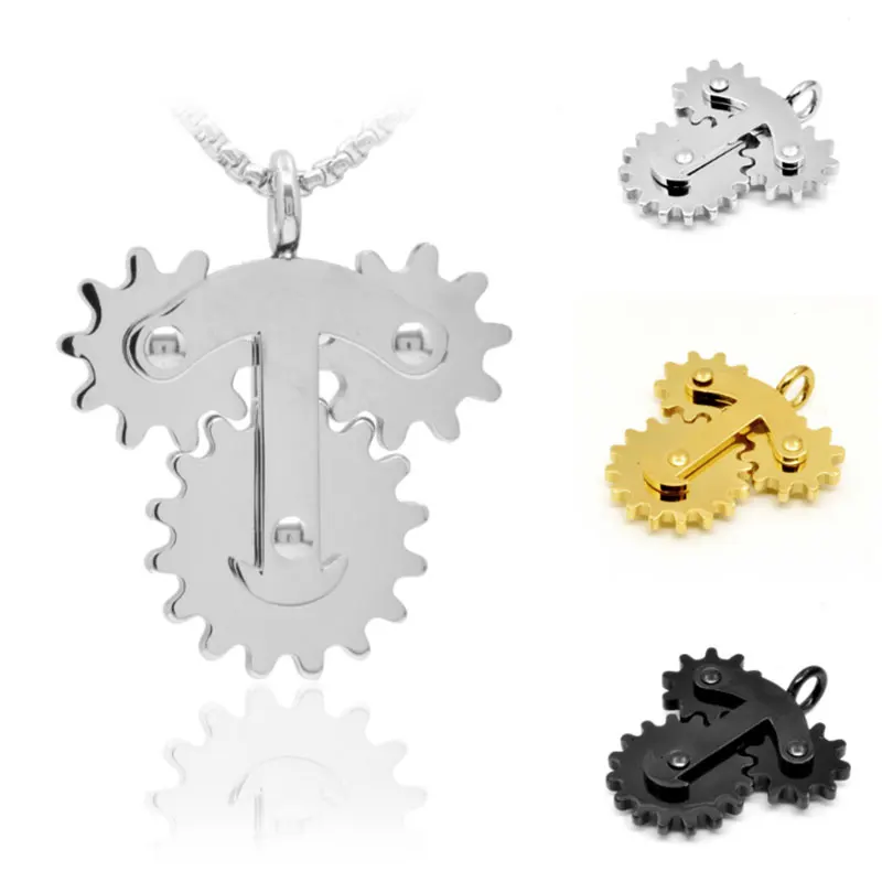 Нержавеющая сталь машина 3 шестерни подвесное ожерелье уникальный стимпанк анти