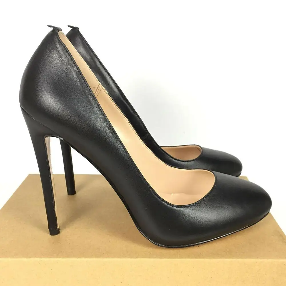 Обувь из натуральной кожи Женские туфли лодочки с круглым носком на высоком