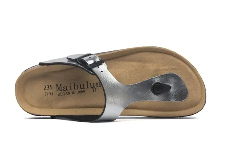 silver leather 3 Черные/Серебристые блестящие пробковые сандалии г. Женские летние пляжные шлепанцы въетнамки, расшитые блестками сандалии на плоской подошве размера плюс 45 c464 - Цвет: silver leather 3