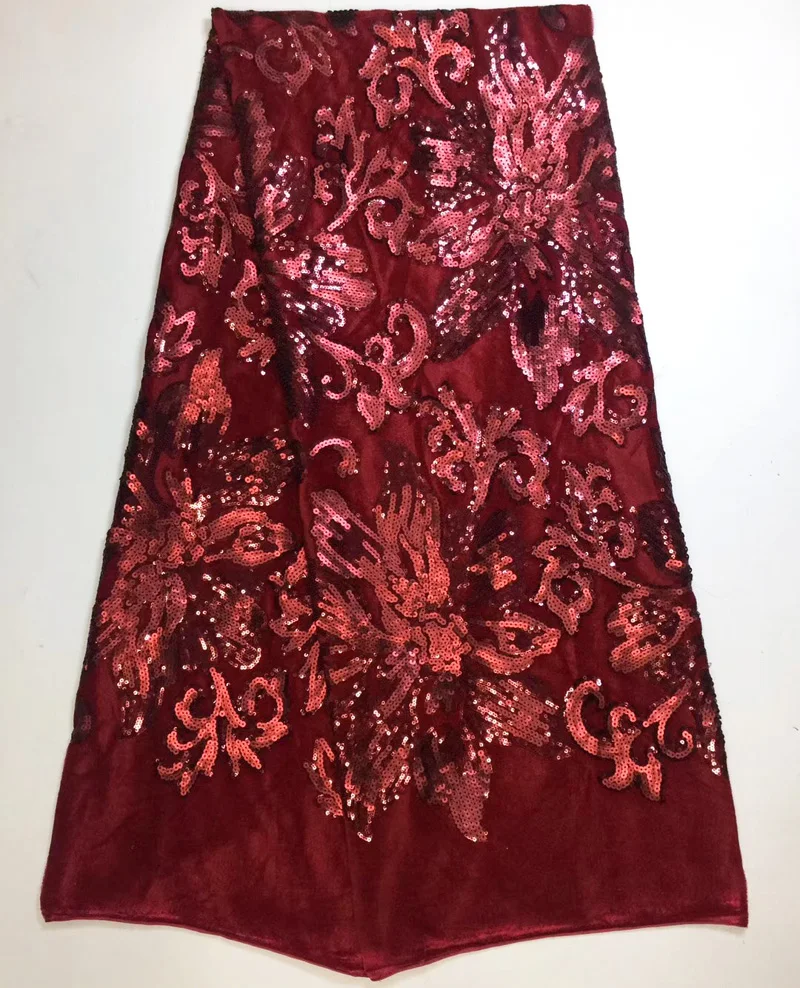 (5 ярдов/шт) Высококачественная темно-синяя африканская бархатная кружевная