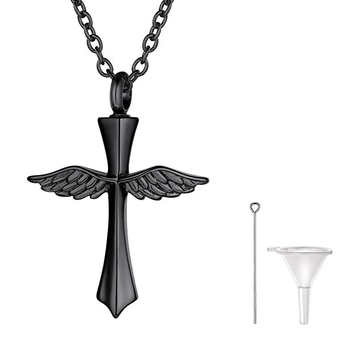 Ангел крыло крест урна для кремации бижутерия человека из нержавеющей стали