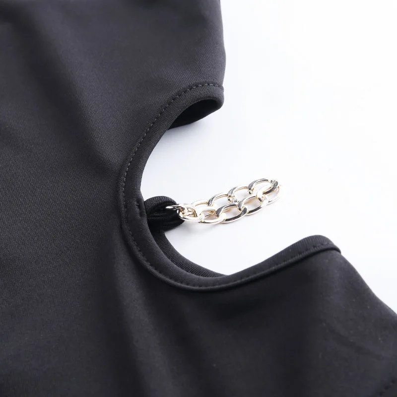 

Women Sexy Spaghetti Strap Sleeveless Bodysuits Hole Chain Overalls Rompers Jumpsuit New Ladies Skinny Jumpsuits Tops Playsuit