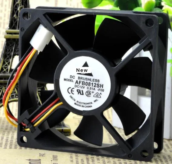 

For Delta Electronics AFB0812SH -F00 DC 12V 0.51A 80x80x25mm 3-wire Server Cooling Fan