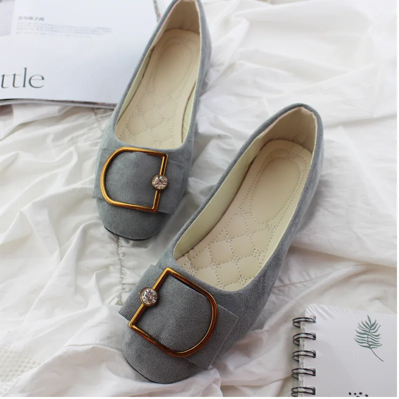 Flat Shoes Female 2021 Spring and Summer New Square Head Women's Single Shoes Large Size Female Suede Casual Flat Shoes Female