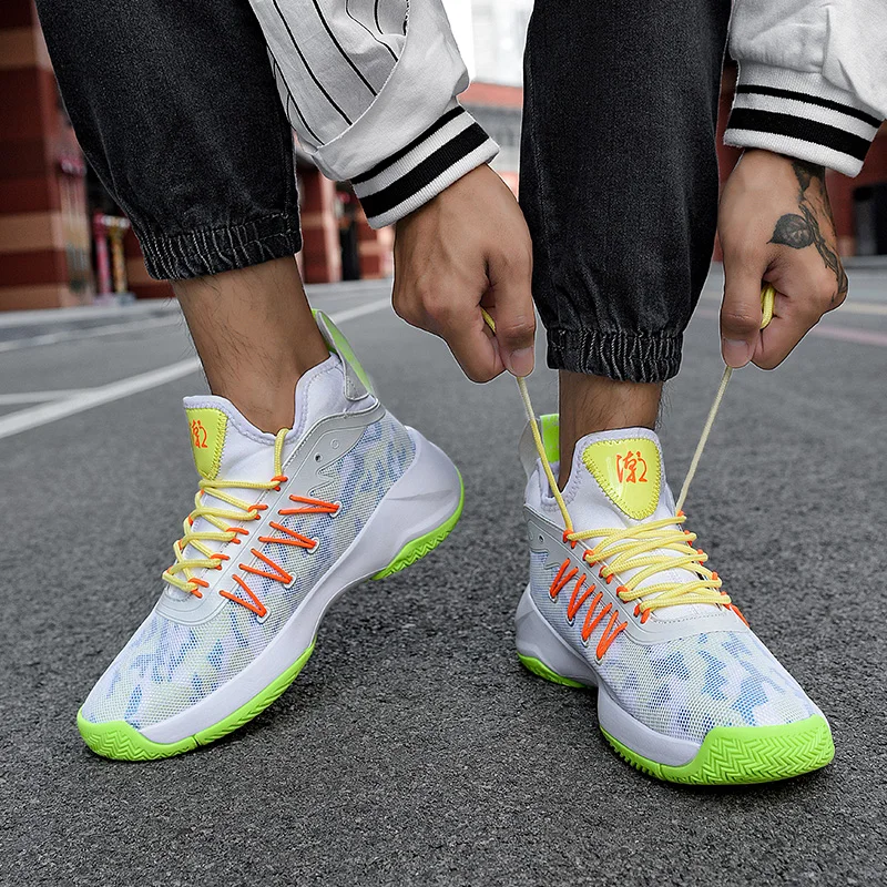 Дышащая амортизирующая Нескользящая светильник Мужская баскетбольная обувь