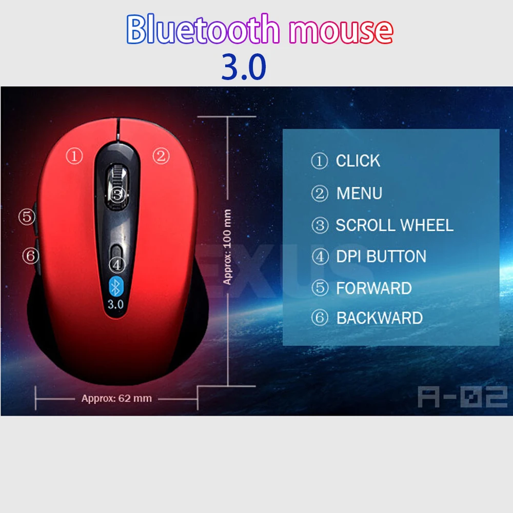 Беспроводная Bluetooth 3 0 мышь 10 м для win7/win8 xp macbook iapd Android планшеты компьютер Ноутбук