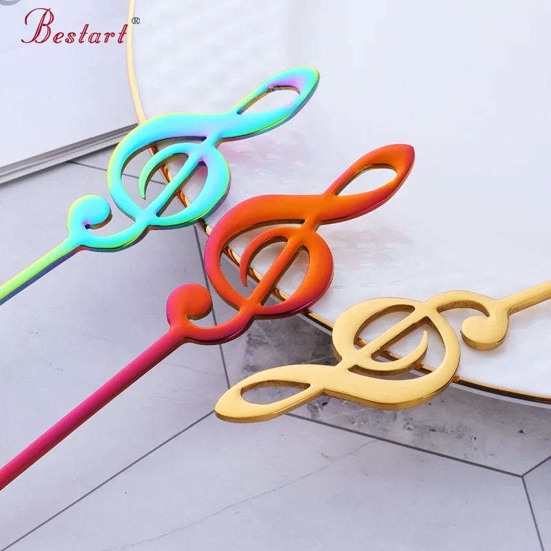 8 шт. красочная музыкальная кофейная ложка из нержавеющей стали креативная