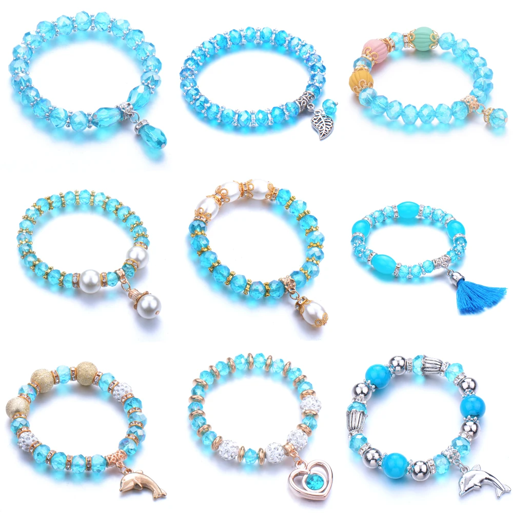 Мужской и женский браслет Классический эластичный из синего тигрового глаза