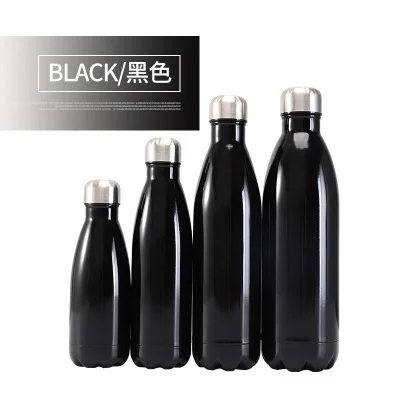 Black 350/500/750/1000 мл с двойными стенками Творческий BPA бесплатно колы бутылки воды Нержавеющая сталь пива Чай Кофе Портативный Спортивная Герметичная Бутылка - Цвет: Black
