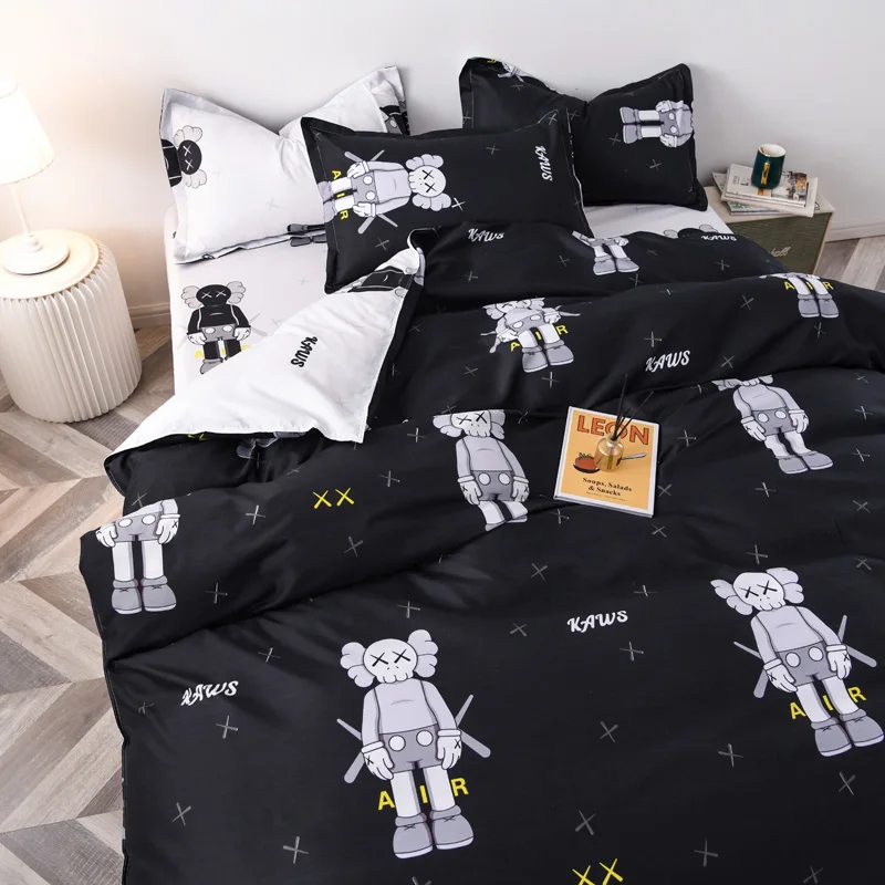 

Nordic style bedding set for kids children cartoon animal kawaii duvet cover pillowcase bed sheet sets queen king single size