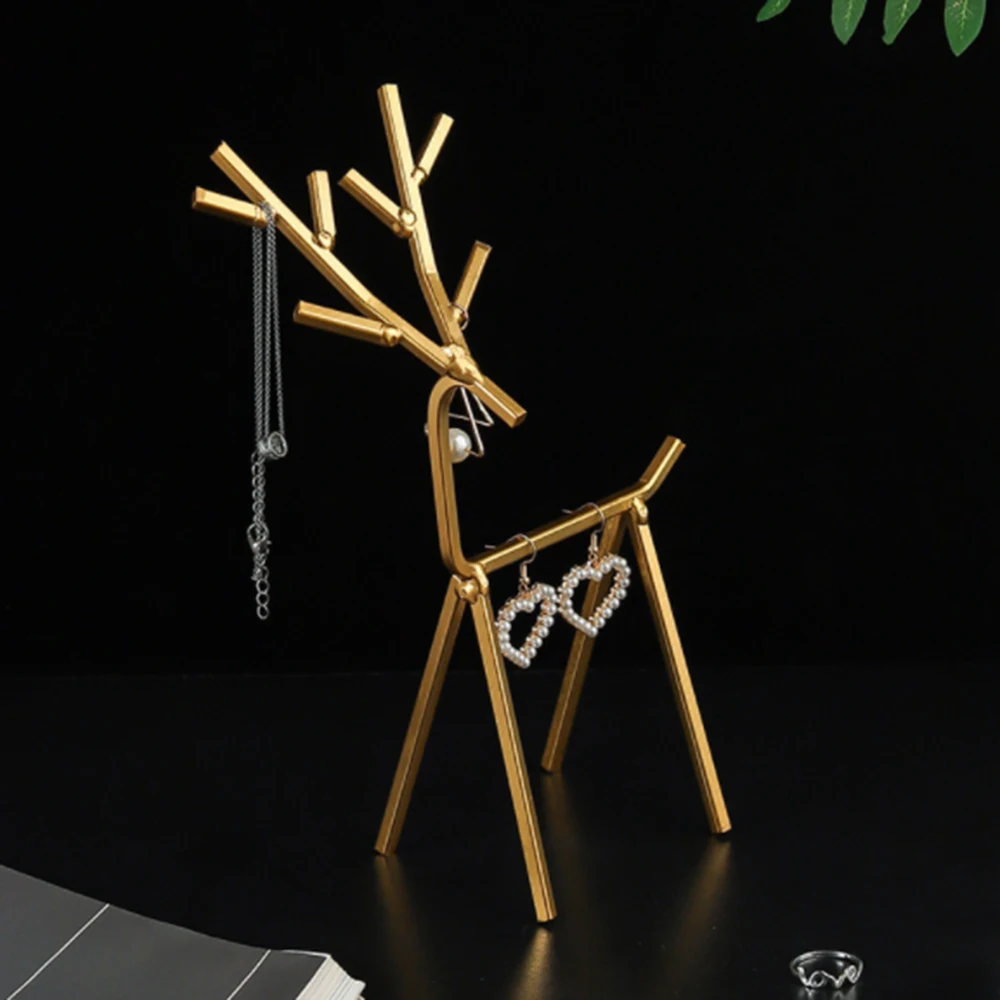 

Valentine's Day Iron Geometric Deer Jewelry Rack Creative Home Table Earrings Necklace Display Stand Popular Girlfriend Gift