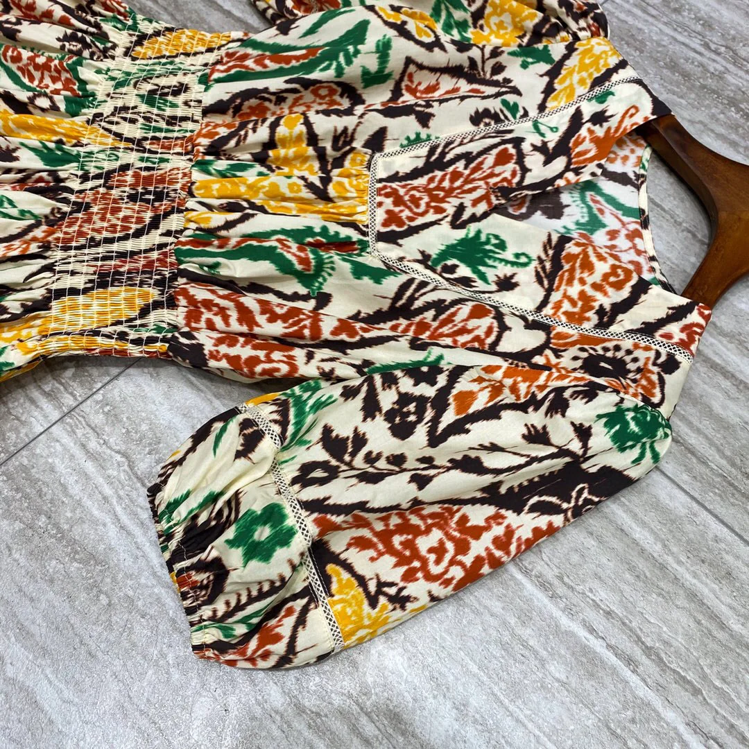 

2021 Summer Runway Designer CD High Quality Haute Couture Vintage Floral Chic Tunic Printing Female Elegant Women Dress