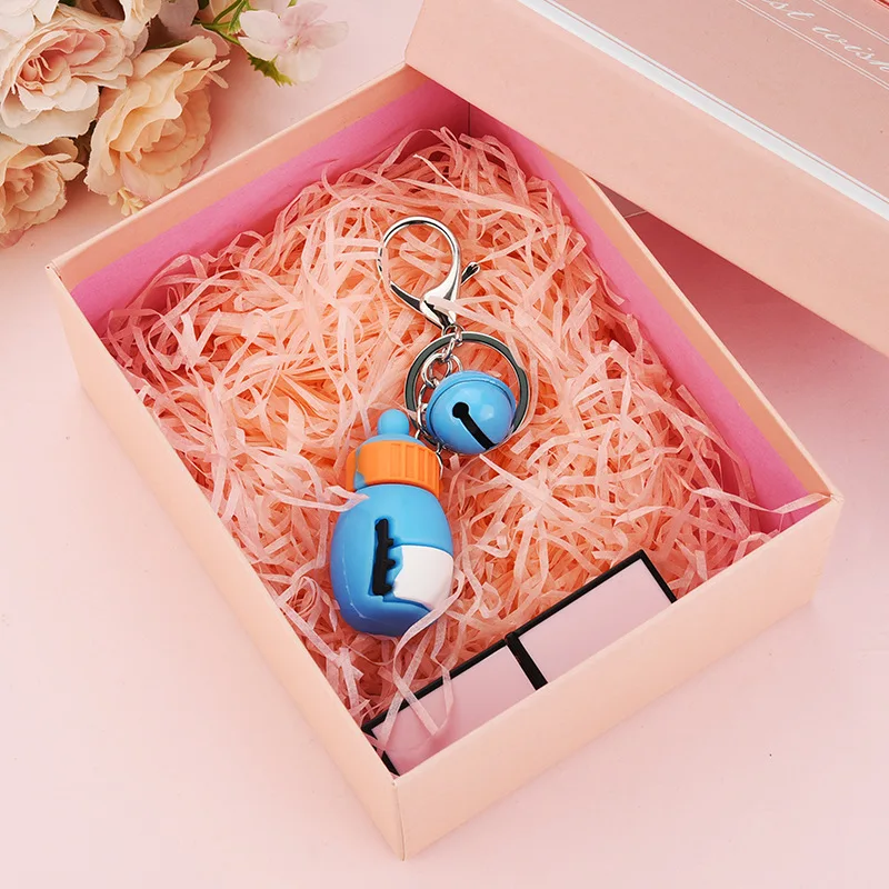 

Creative Cute Baby Bottle Anime Keychain Silicone Fashion Girl Car Bag Bell Pendant Couple Casual Gift Key Ring Accessories