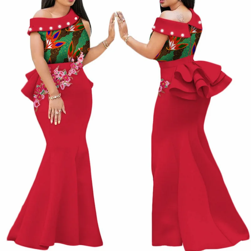 

M Size In Stock Women African Dress African Print Dress for Evening Party Bazin Riche African Traditional Clothing WY444-XH