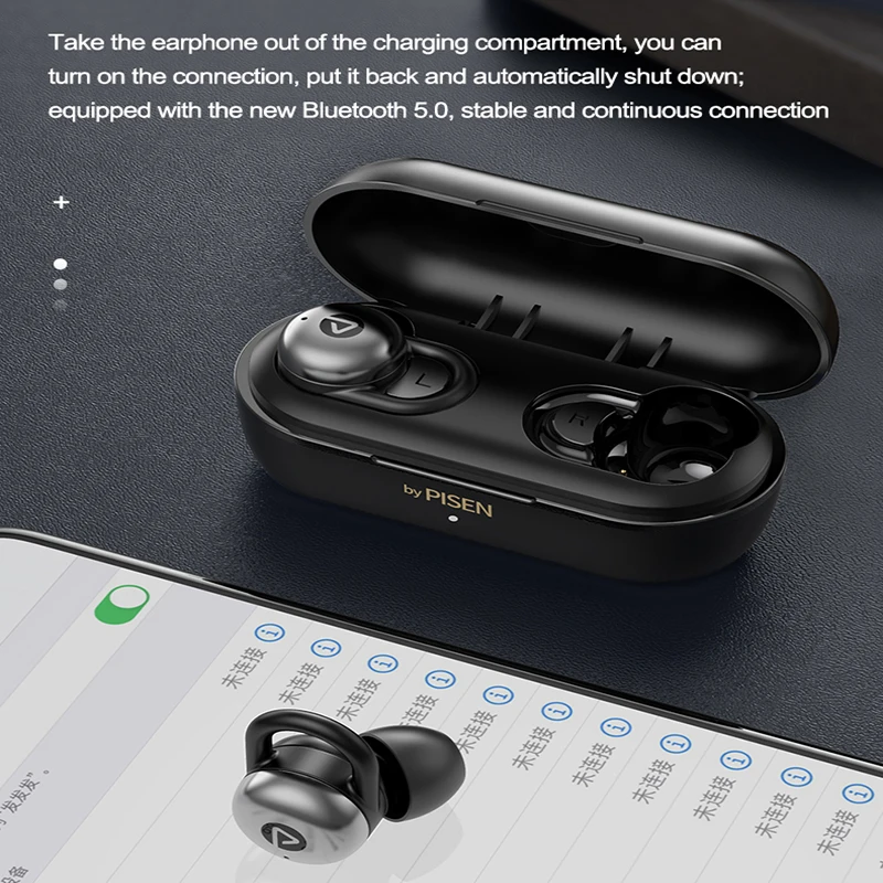 

PISEN X-podsT2 True Wireless Bluetooth Headset Binaural in-ear With Microphone Mini Stealth Small Sports Long Standby