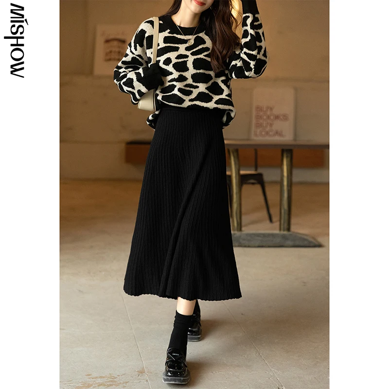 MISHOW 2021 Осенняя черная юбка для женщин Длинная/короткая приталенная с высокой
