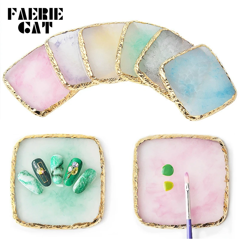 

1pc New Square Resin Color Palette False Nail Tips Display Board Tool Practice Showing Shelf Manicure Nail Art Tool